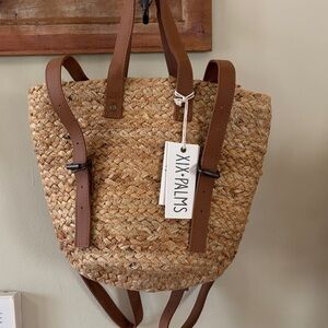 XIX PALMS Brown Woven Straw Insulated Backpack